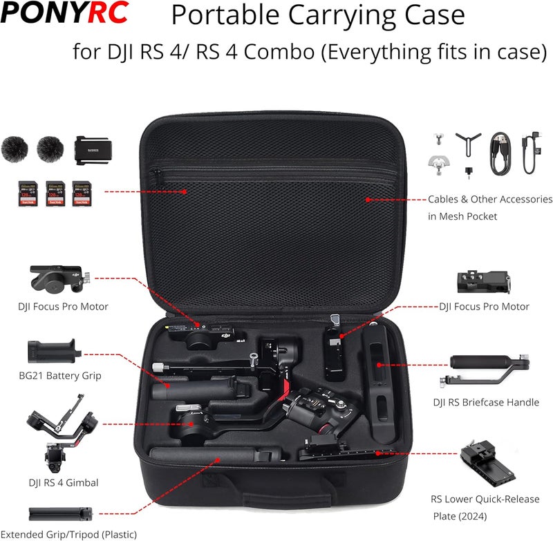 PONYRC RS 4 Carrying Case, Waterproof Portable PU leather Storage Shoulder Bag Travel Case for DJI Ronin RS 4/ RS 4 Combo, 3-Axis Gimbal Lightweight Stabilizer and Accessories - Image 3